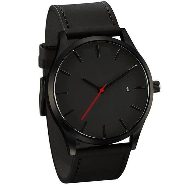 Black Men's Elegant Watch With Date Display And Quilted Leather Straps Unique Design Perfect Gift - Fabs things
