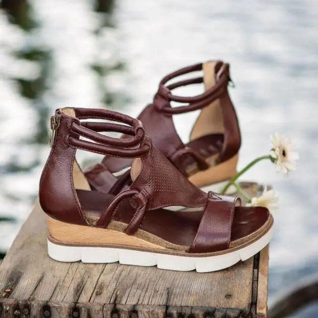 Stylish Women Zipper Sandals Fashion Summer Elegant Non Slip High Womens Sandals - Fabs things