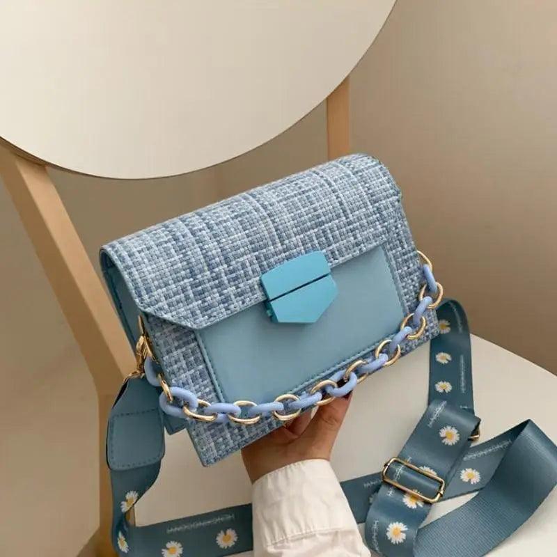 Luxury Wide Strap Shoulder Bags for Women And Girls Designer Lady Handbags and Purses Fashionable Chain Messenger Crossbody Bags - Fabs things