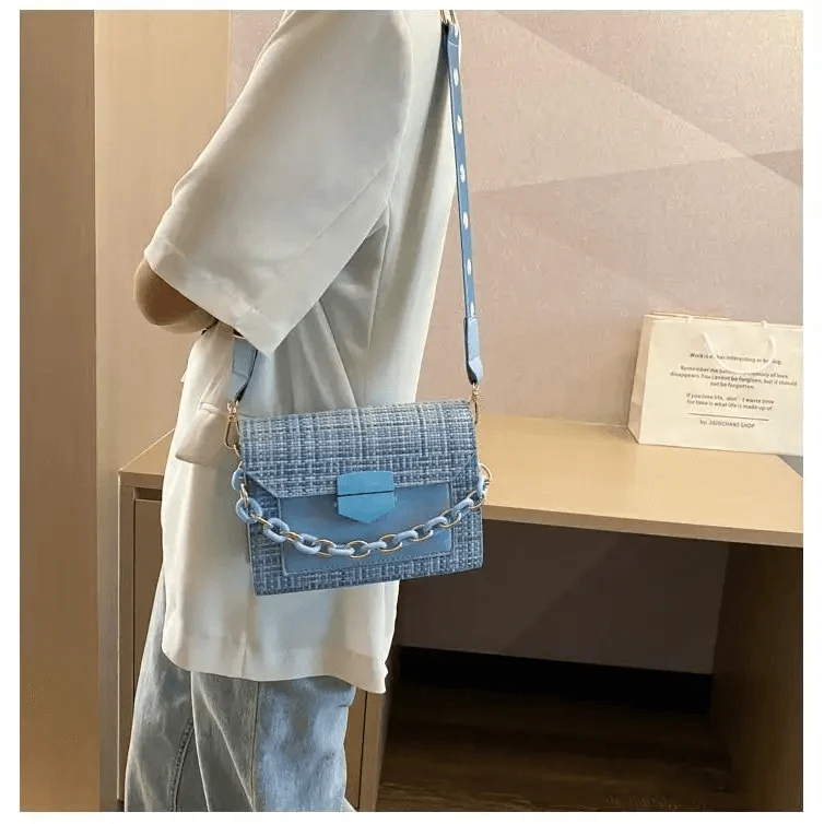 Luxury Wide Strap Shoulder Bags for Women And Girls Designer Lady Handbags and Purses Fashionable Chain Messenger Crossbody Bags - Fabs things