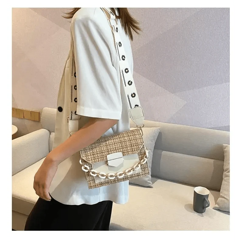 Luxury Wide Strap Shoulder Bags for Women And Girls Designer Lady Handbags and Purses Fashionable Chain Messenger Crossbody Bags - Fabs things
