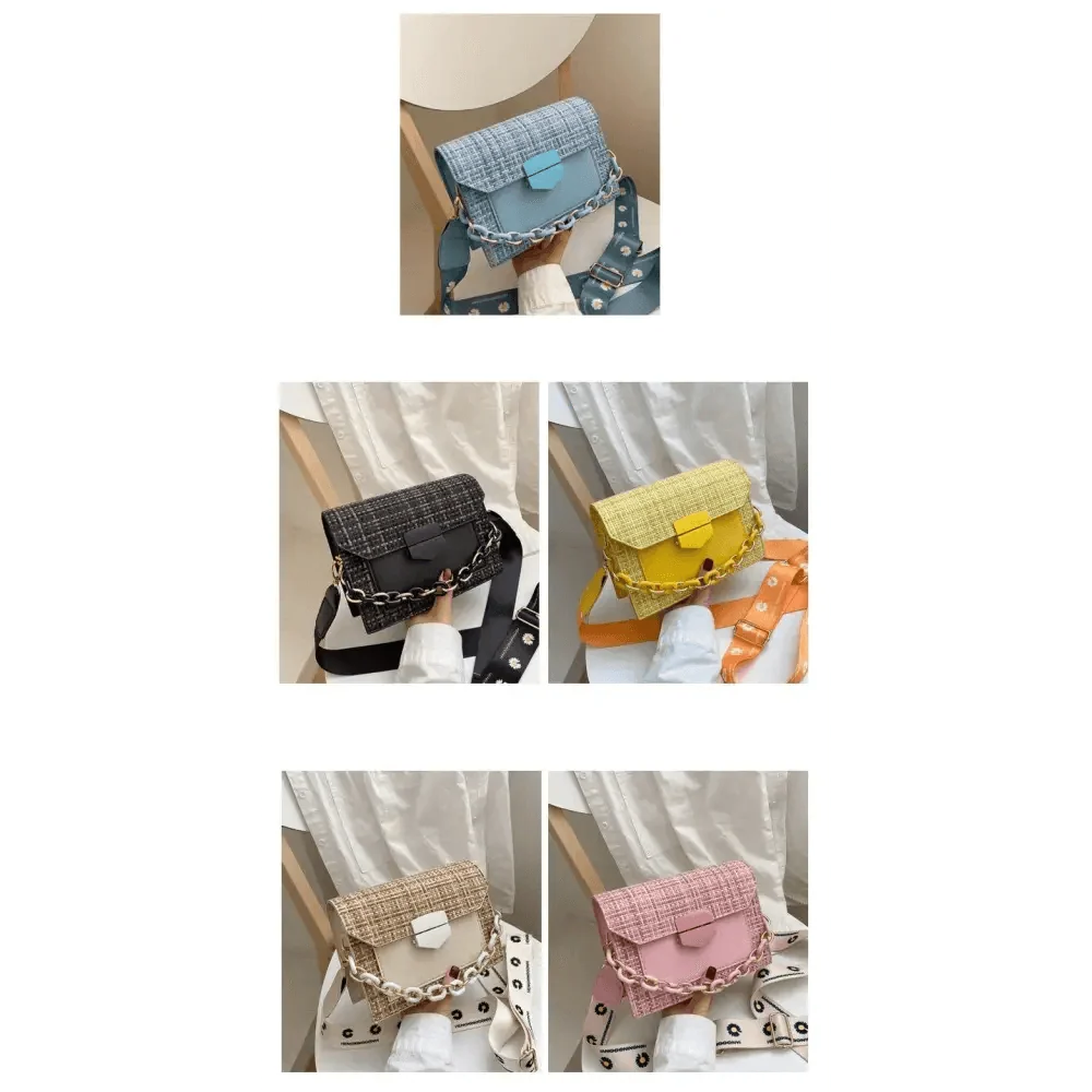 Luxury Wide Strap Shoulder Bags for Women And Girls Designer Lady Handbags and Purses Fashionable Chain Messenger Crossbody Bags - Fabs things