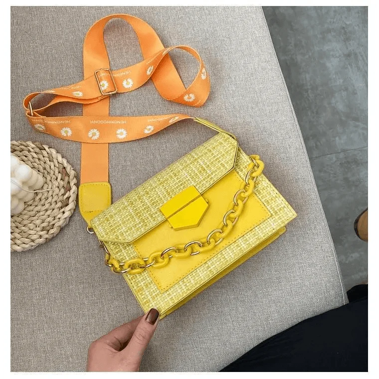 Luxury Wide Strap Shoulder Bags for Women And Girls Designer Lady Handbags and Purses Fashionable Chain Messenger Crossbody Bags - Fabs things