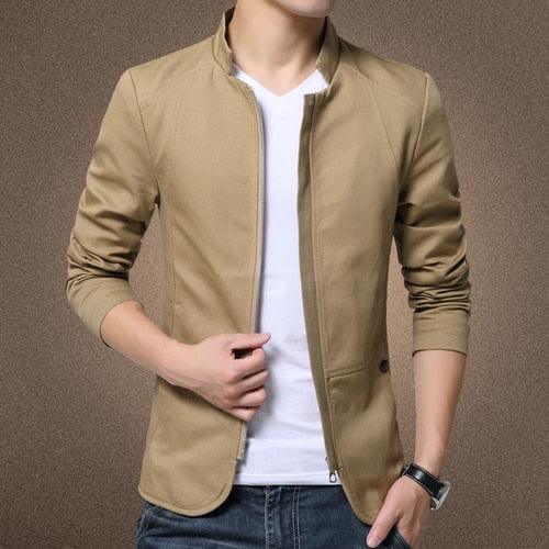 Luxury Black Mens Jacket Fashion Jacket Men Slim Fit Business Casual Male Jackets Warm Outdoor Men's Lightweight Cotton Jacket Elegant Slim Men Solid Color Clothing - Fabs things