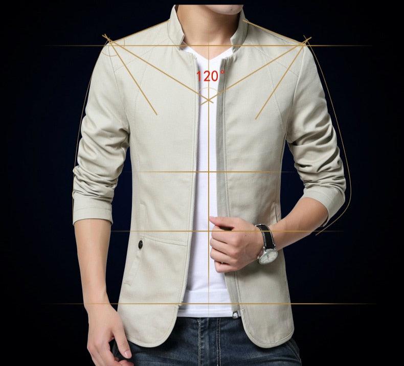 Luxury Black Mens Jacket Fashion Jacket Men Slim Fit Business Casual Male Jackets Warm Outdoor Men's Lightweight Cotton Jacket Elegant Slim Men Solid Color Clothing - Fabs things