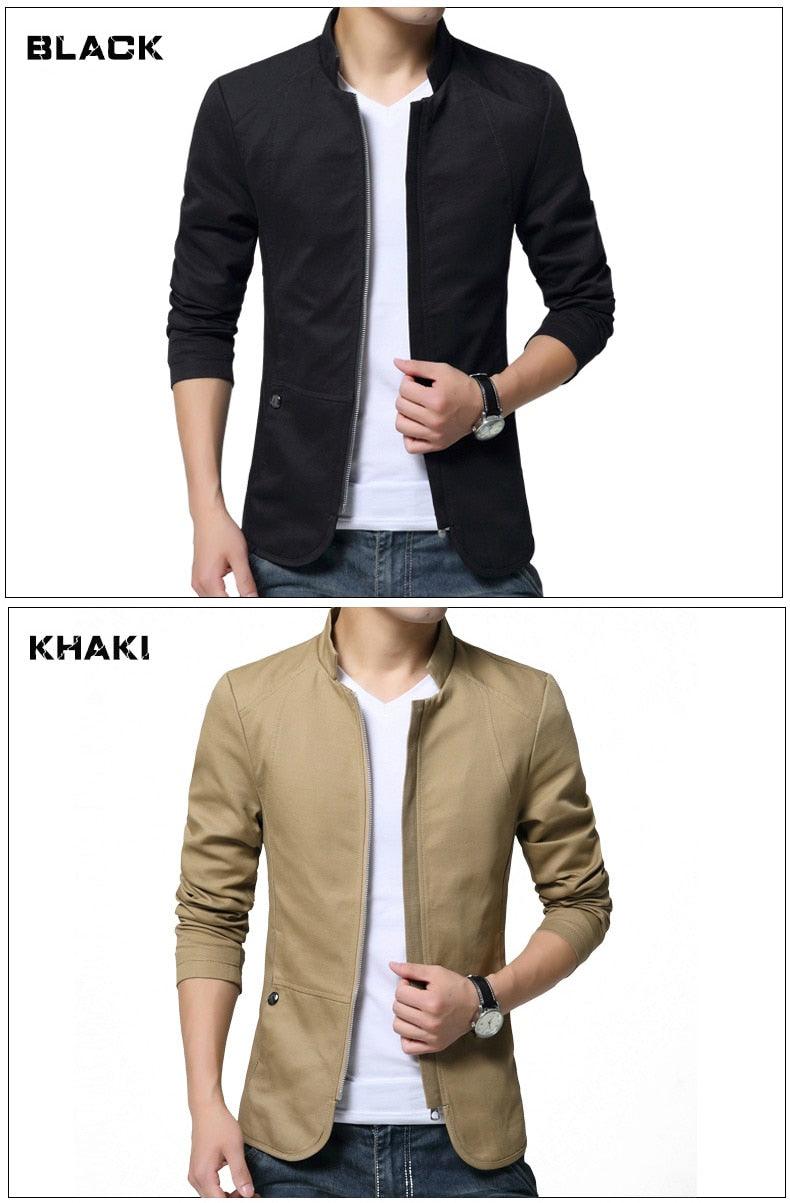Luxury Black Mens Jacket Fashion Jacket Men Slim Fit Business Casual Male Jackets Warm Outdoor Men's Lightweight Cotton Jacket Elegant Slim Men Solid Color Clothing - Fabs things