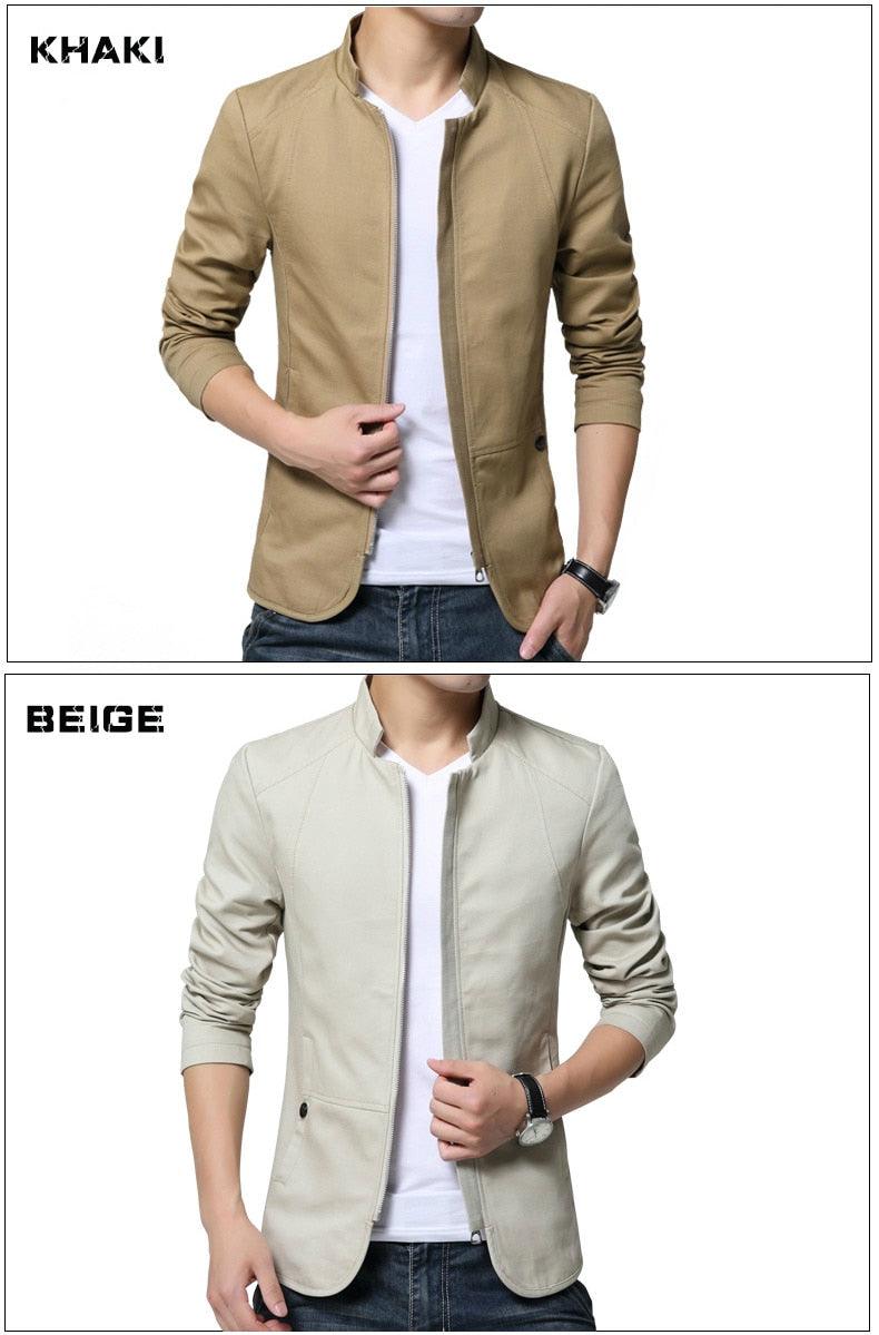 Luxury Black Mens Jacket Fashion Jacket Men Slim Fit Business Casual Male Jackets Warm Outdoor Men's Lightweight Cotton Jacket Elegant Slim Men Solid Color Clothing - Fabs things