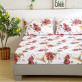 Tache Floral Hummingbirds Burgundy White Vintage Rose Garden Bed Sheet Set (SD-7676) - Fabs things