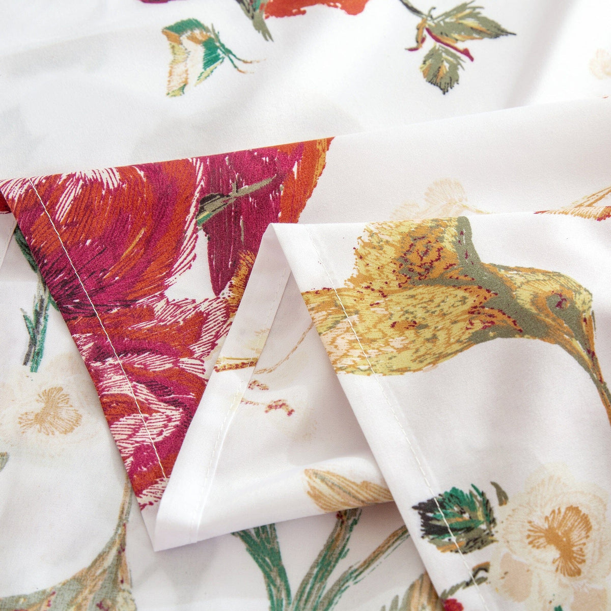 Tache Floral Hummingbirds Burgundy White Vintage Rose Garden Bed Sheet Set (SD-7676) - Fabs things