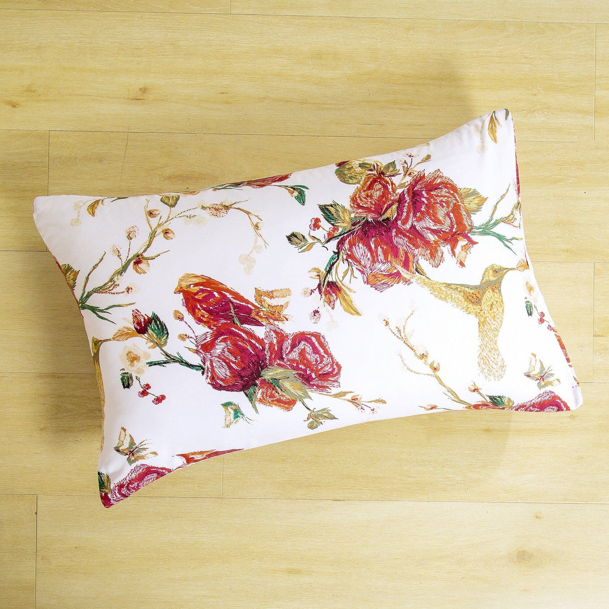 Tache Floral Hummingbirds Burgundy White Vintage Rose Garden Bed Sheet Set (SD-7676) - Fabs things