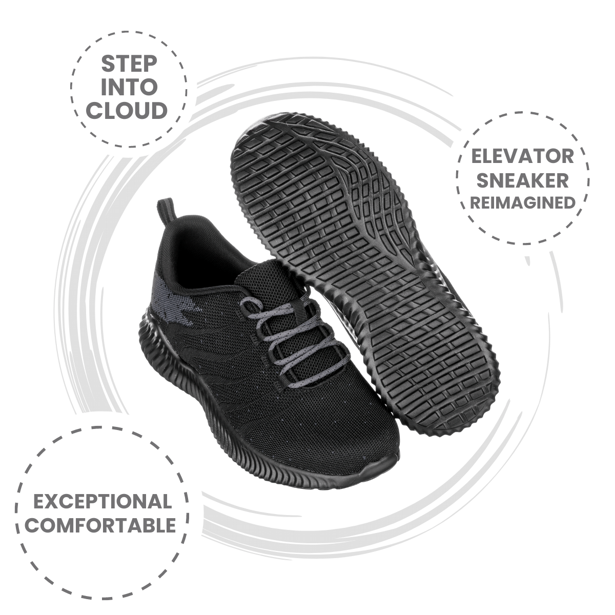 CALTO - Q216 - 2.4 Inches Taller (Black/Grey) - Ultra Lightweight - Fabs things