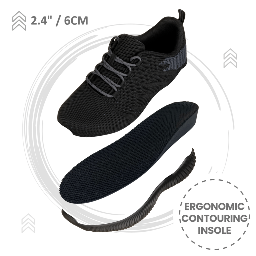 CALTO - Q216 - 2.4 Inches Taller (Black/Grey) - Ultra Lightweight - Fabs things