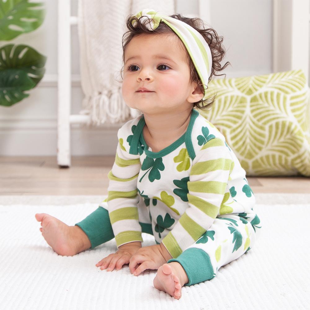 Baby's St. Patty's Shamrocks & Clovers Cotton Romper - Fabs things
