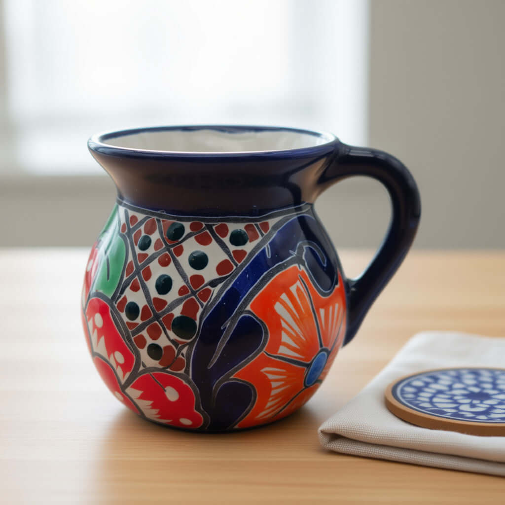 Talavera Floral Coffee Mug | Handmade Mexican Ceramic Cup - Fabs things