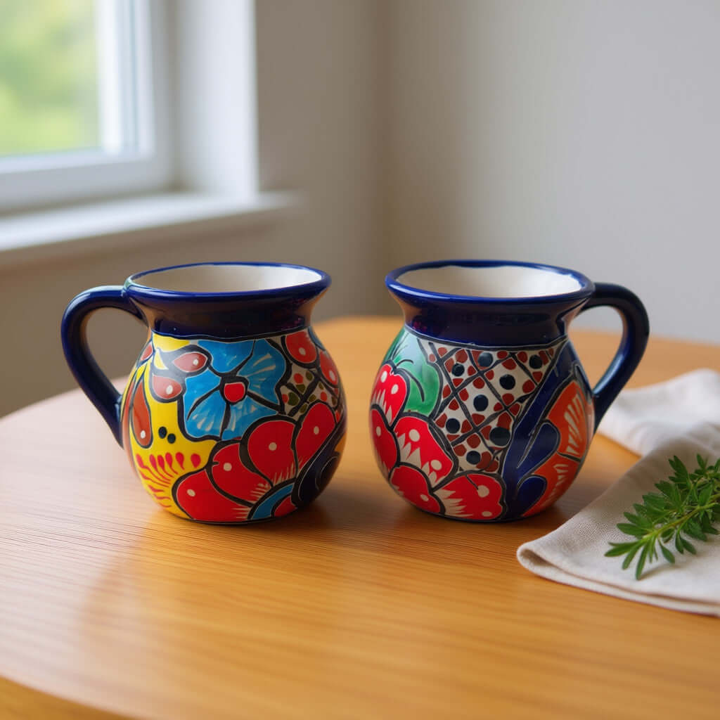 Talavera Floral Coffee Mug | Handmade Mexican Ceramic Cup - Fabs things
