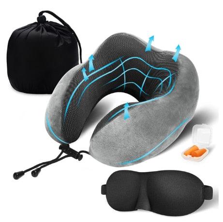 Travel Pillow U Shaped Memory Foam Neck Pillows Neck Cervical Airplane Pillow Healthcare Bedding Free Eye Mask and Earplugs Neck Support Pillow Headrest Travel Folding Slow Rebound Journey Trip Cushion Memory Foam Travel Pillow Neck Pillow - Fabs things