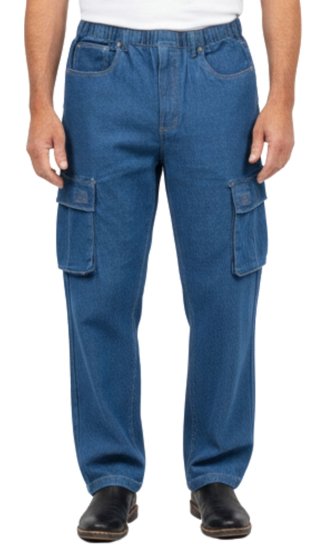Men's Pull-On Jeans with Double Cargo Pockets — Lightweight Easy Fit - Fabs things