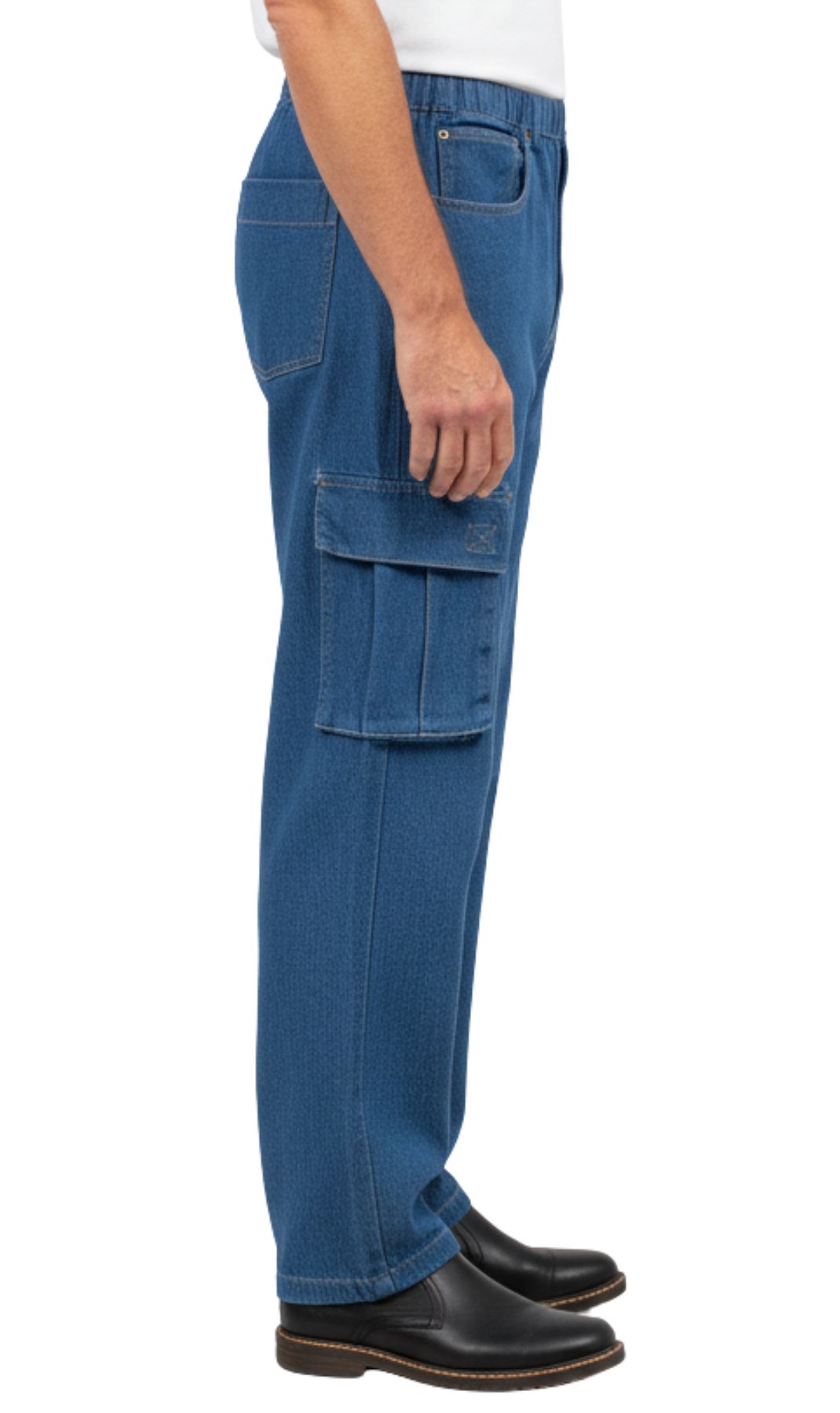 Men's Pull-On Jeans with Double Cargo Pockets — Lightweight Easy Fit - Fabs things