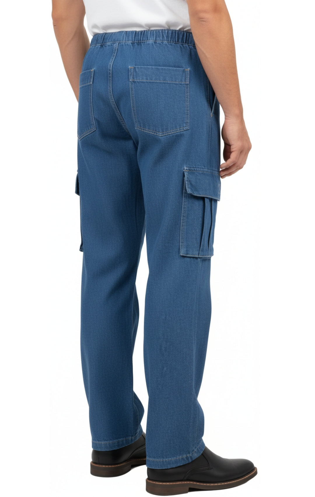 Men's Pull-On Jeans with Double Cargo Pockets — Lightweight Easy Fit - Fabs things