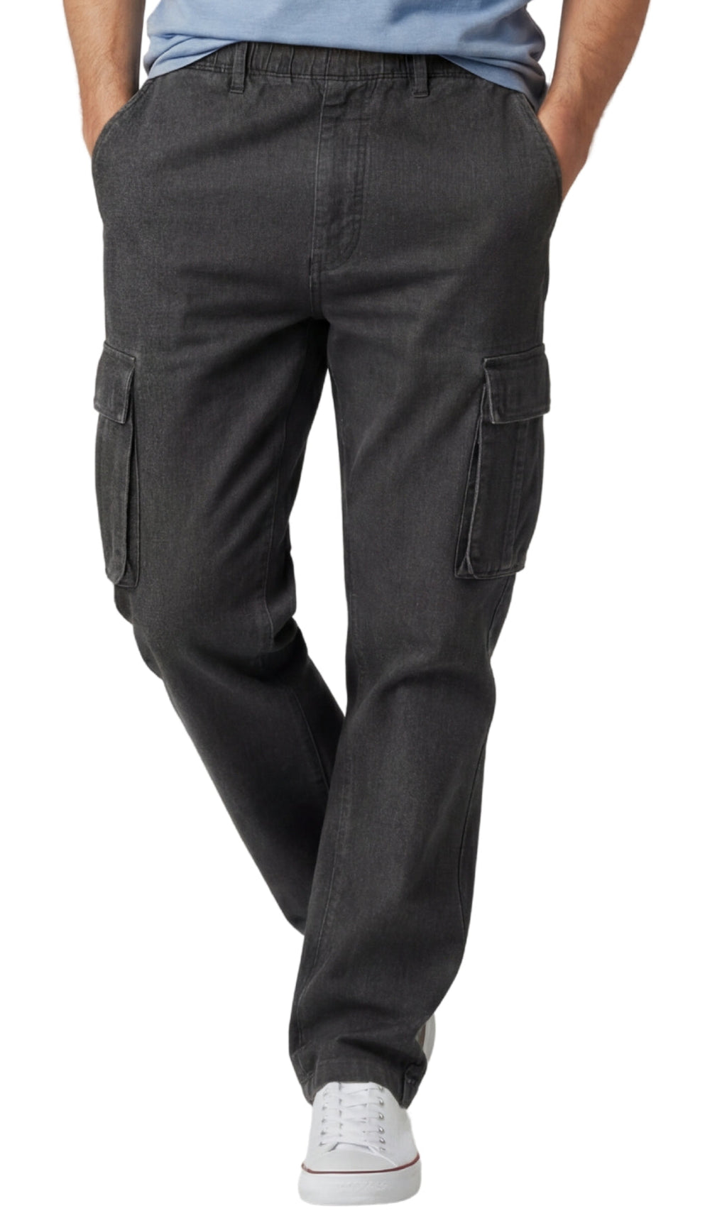 Men's Pull-On Jeans with Double Cargo Pockets — Lightweight Easy Fit - Fabs things