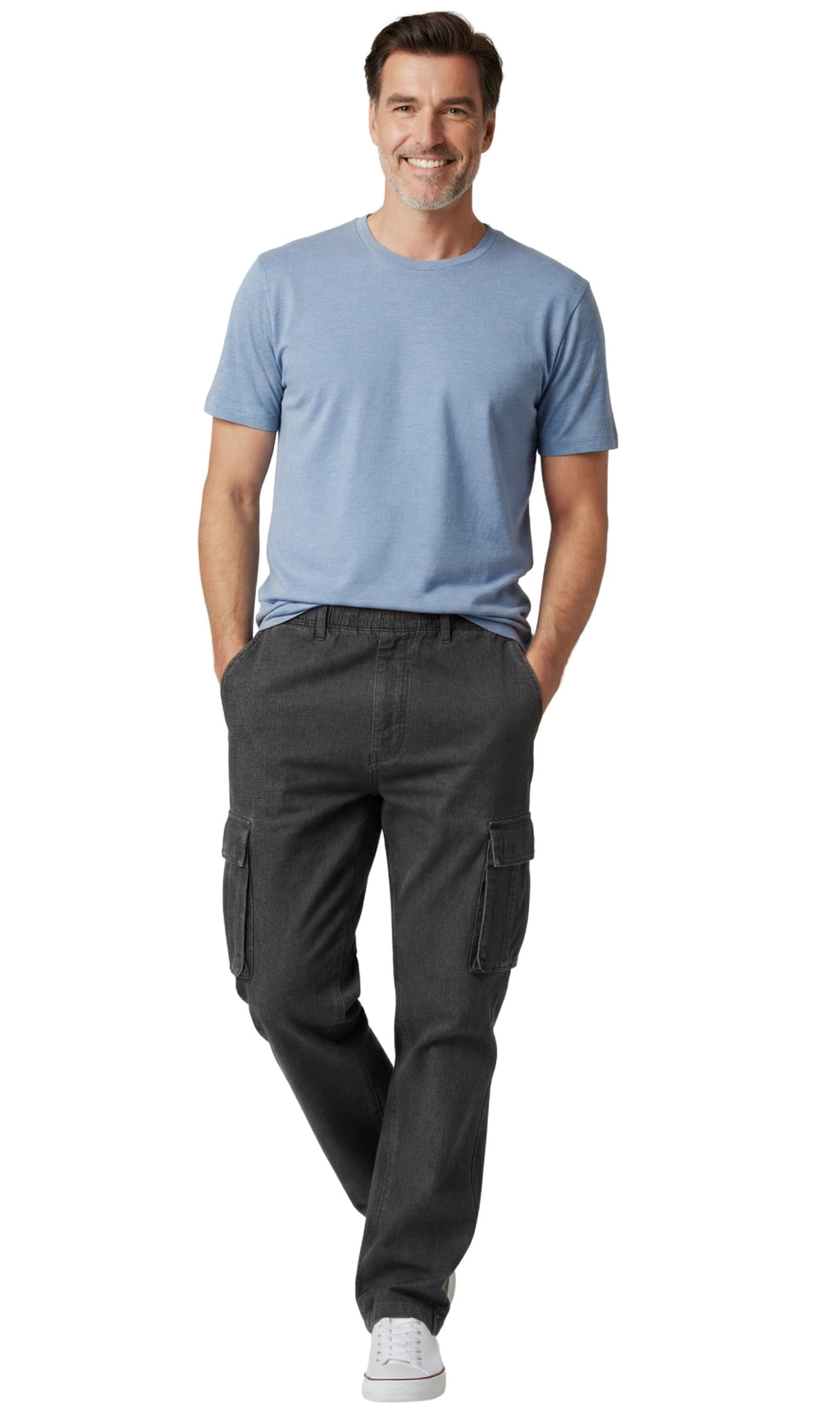 Men's Pull-On Jeans with Double Cargo Pockets — Lightweight Easy Fit - Fabs things