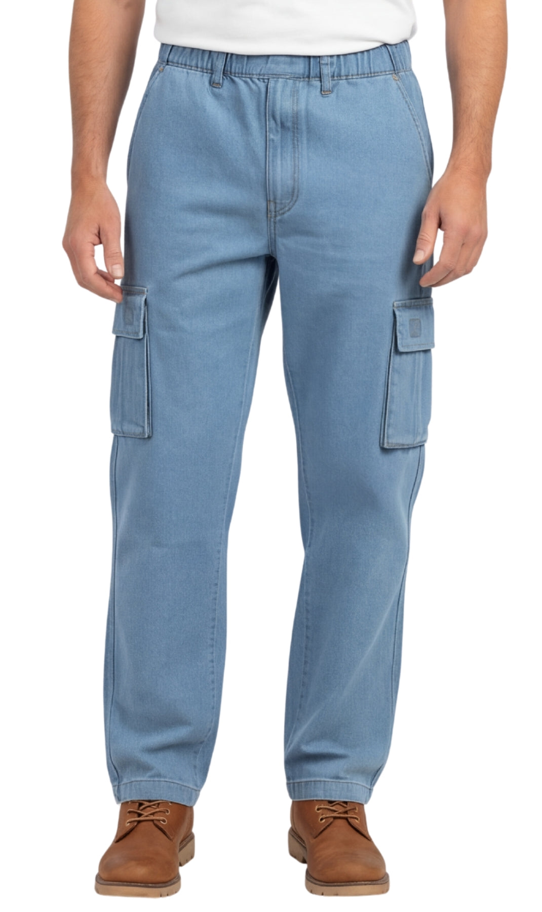 Men's Pull-On Jeans with Double Cargo Pockets — Lightweight Easy Fit - Fabs things