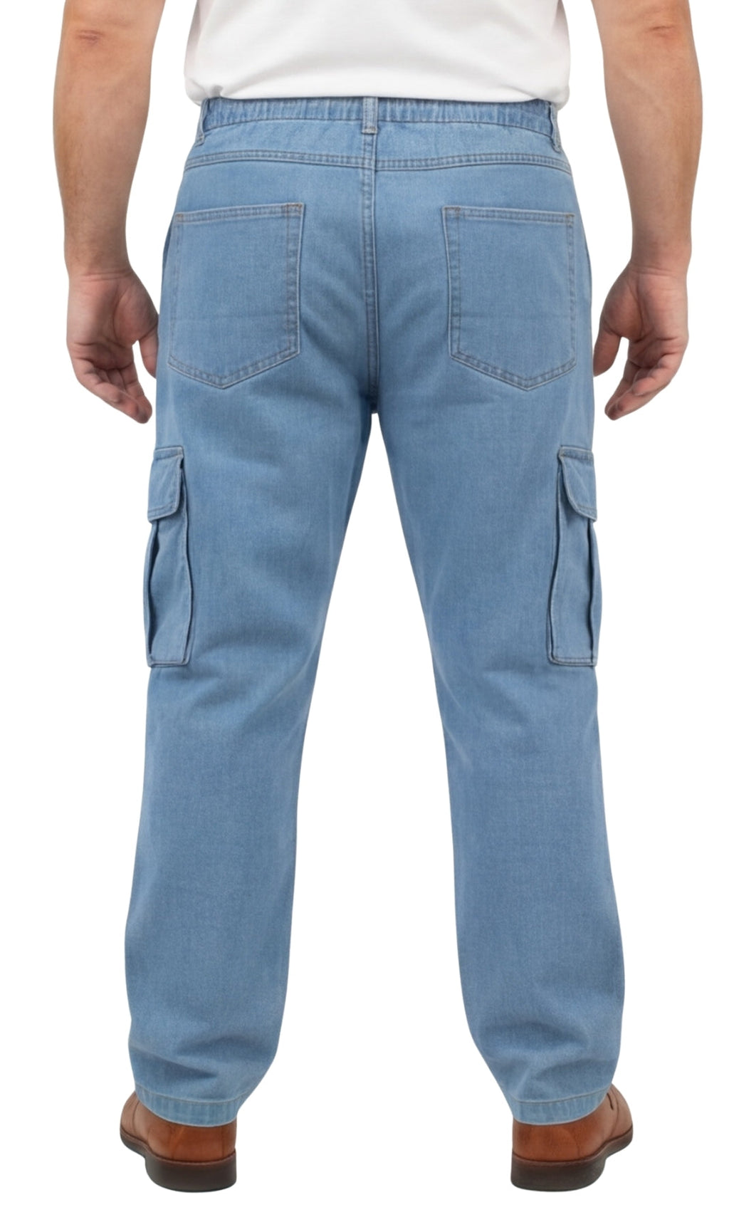 Men's Pull-On Jeans with Double Cargo Pockets — Lightweight Easy Fit - Fabs things
