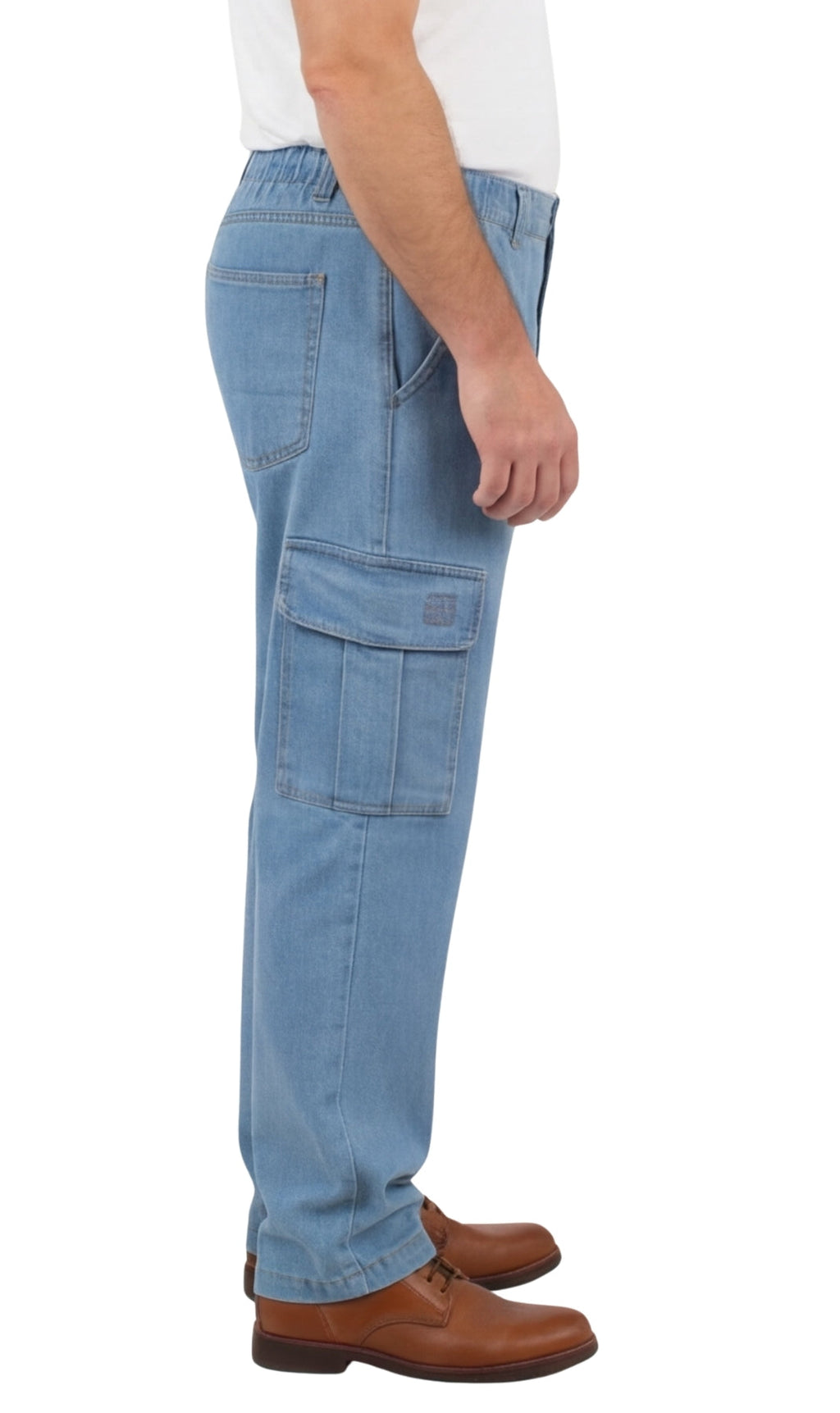 Men's Pull-On Jeans with Double Cargo Pockets — Lightweight Easy Fit - Fabs things