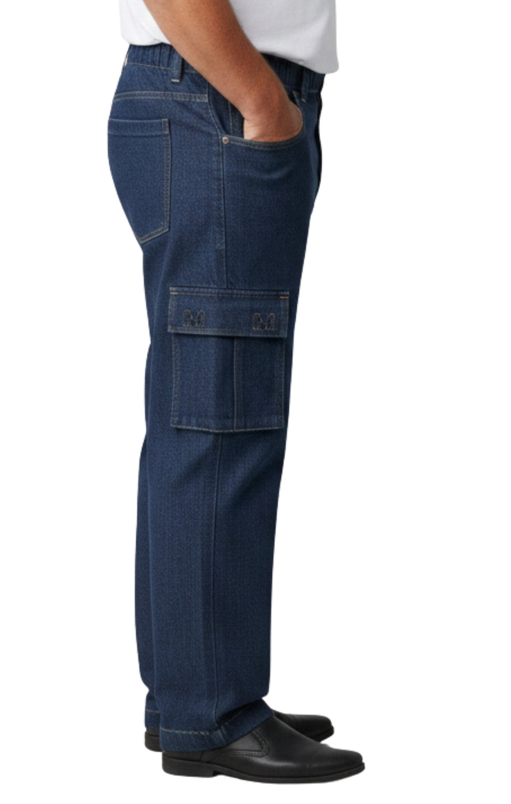 Men's Pull-On Jeans with Double Cargo Pockets — Lightweight Easy Fit - Fabs things