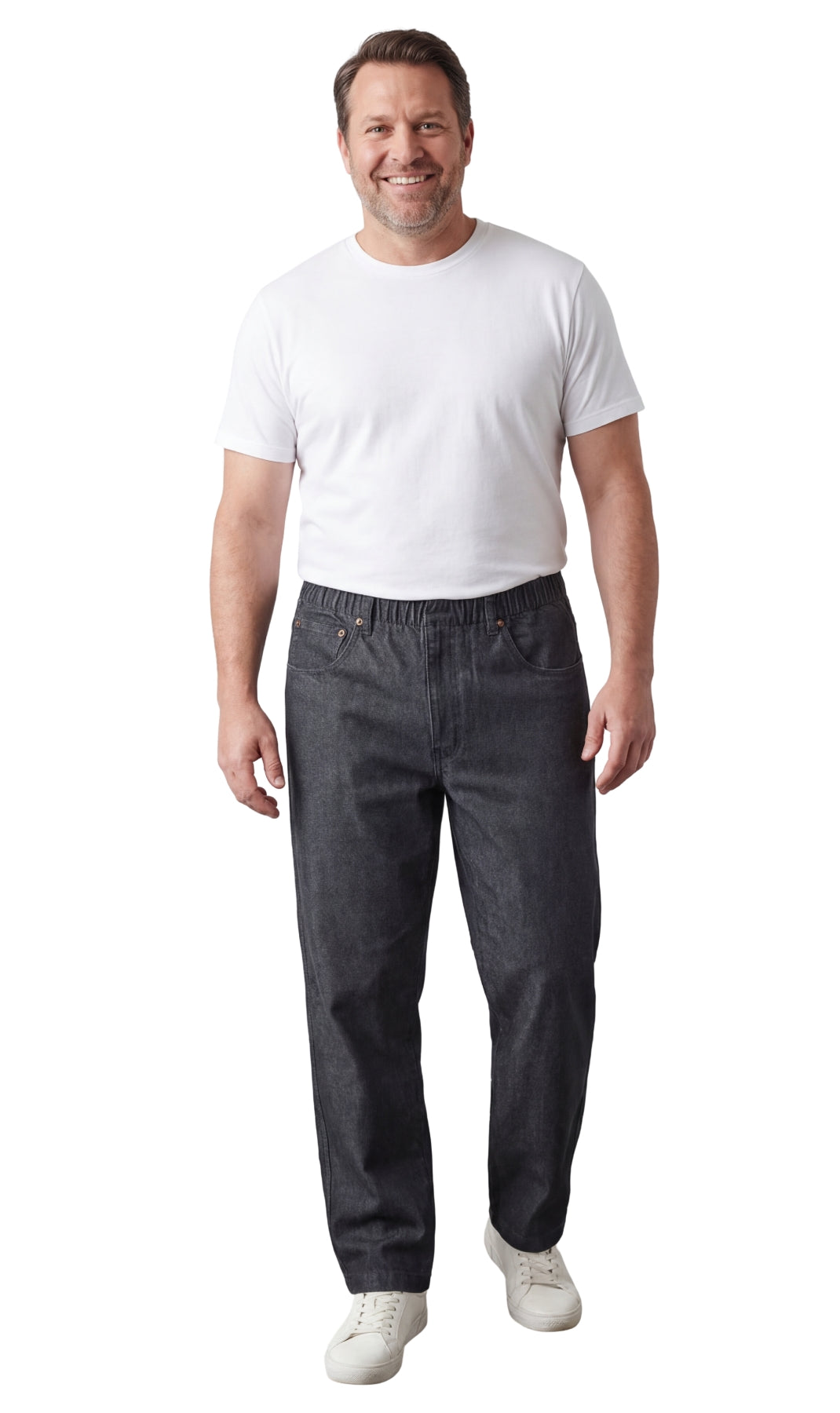 Men's Pull-On Denim and Twill Pants — Elastic Waist Easy Fit - Fabs things