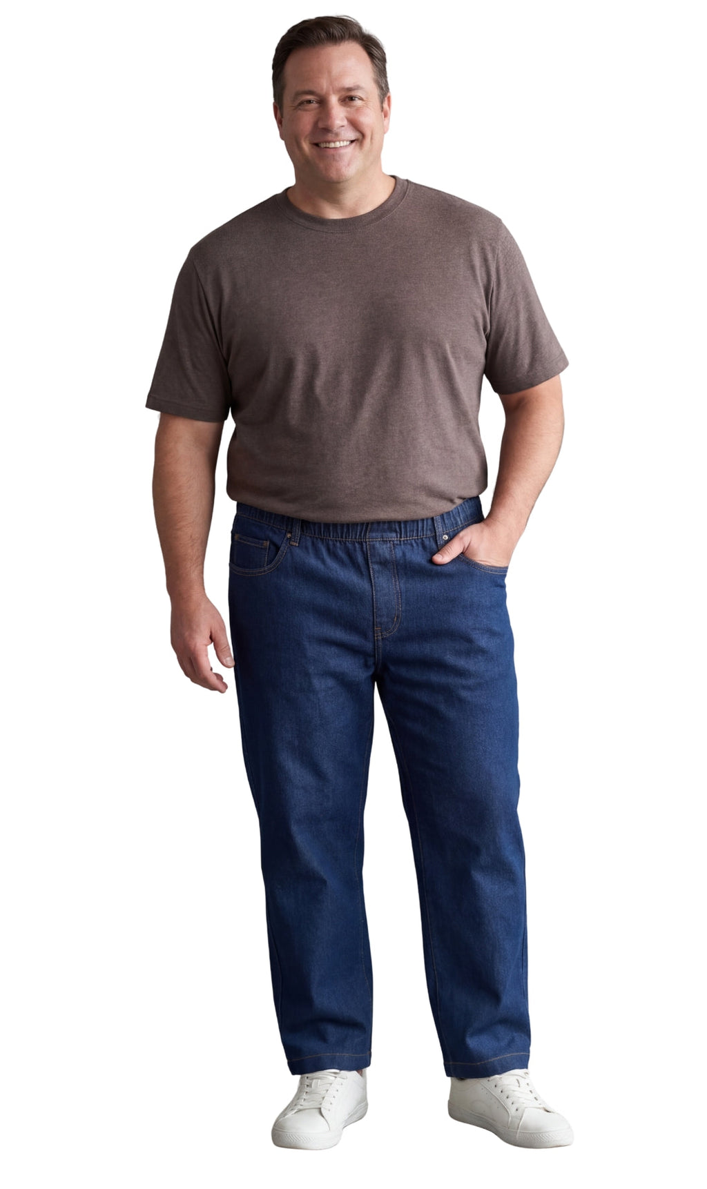 Men's Pull-On Denim and Twill Pants — Elastic Waist Easy Fit - Fabs things