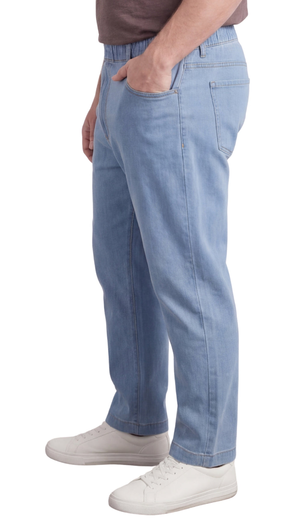 Men's Pull-On Denim and Twill Pants — Elastic Waist Easy Fit - Fabs things