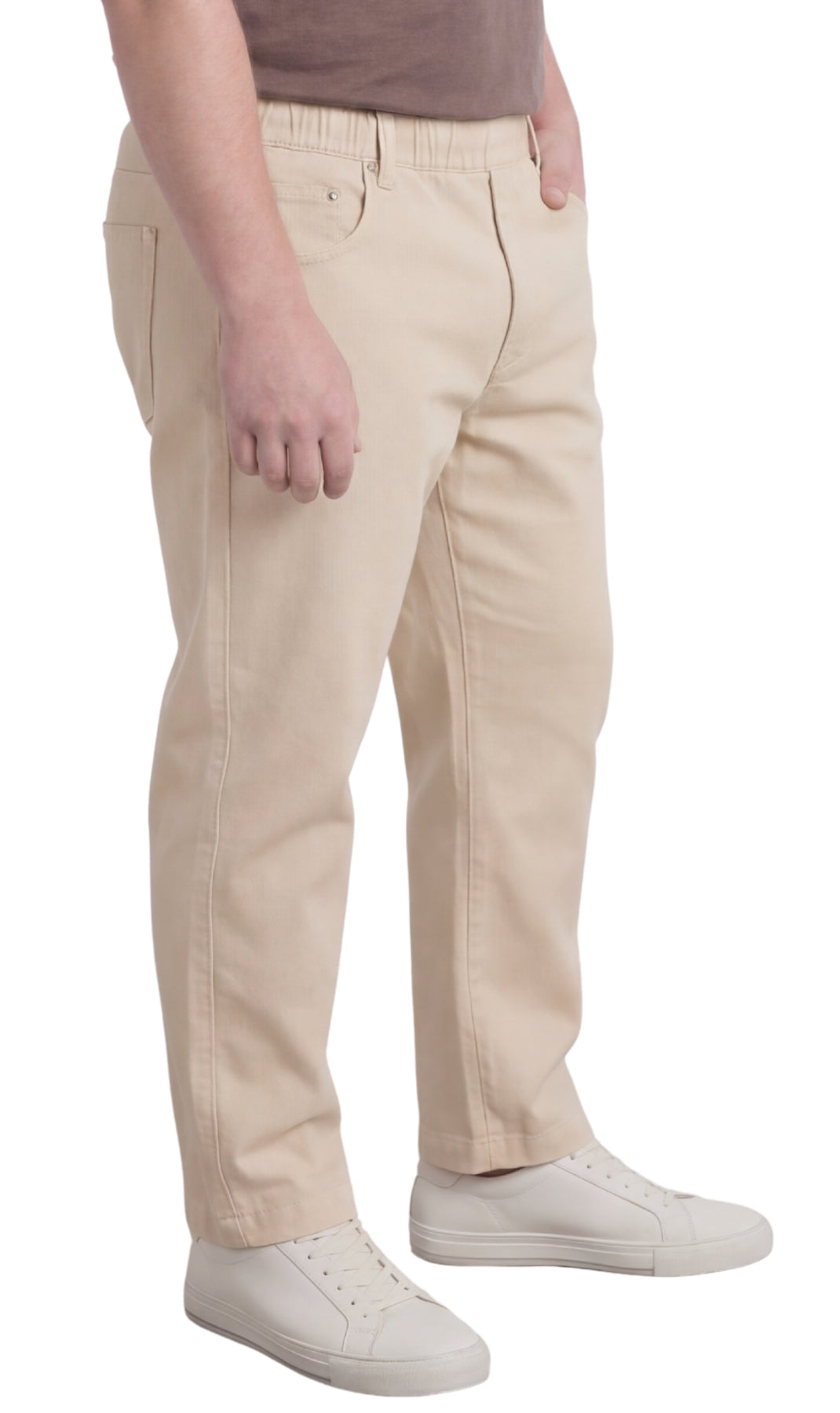 Men's Pull-On Denim and Twill Pants — Elastic Waist Easy Fit - Fabs things