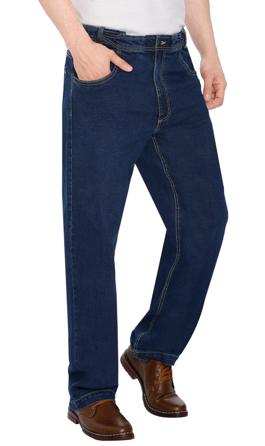 Men's Flex Waist Hidden Stretch Denim Jeans — Pull-On Easy Fit - Fabs things