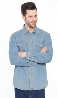 Men's Western Snap Button Shirt — Denim and Twill with Stitched Yoke - Fabs things