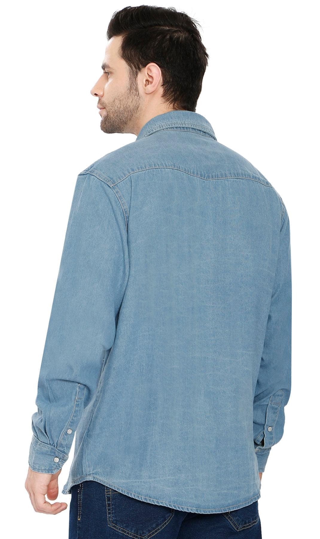 Men's Western Snap Button Shirt — Denim and Twill with Stitched Yoke - Fabs things