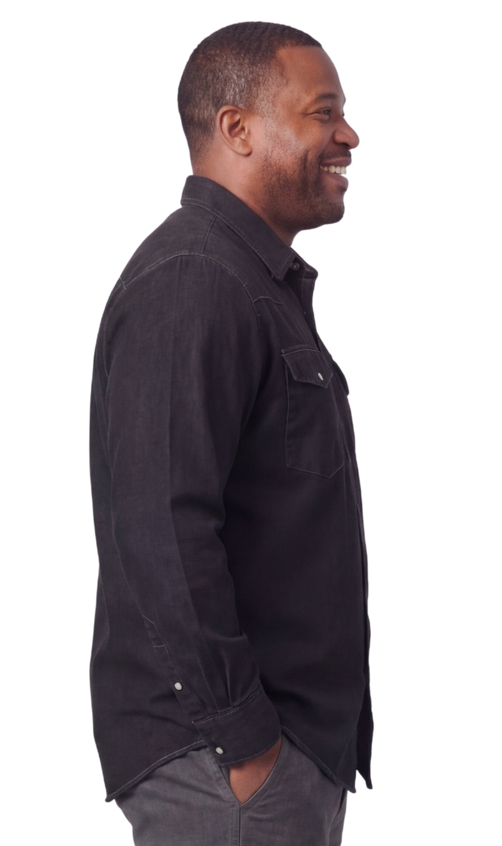 Men's Western Snap Button Shirt — Denim and Twill with Stitched Yoke - Fabs things