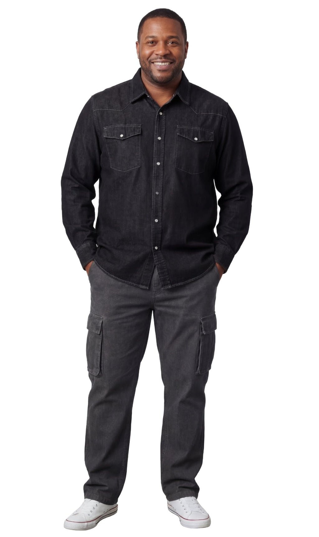 Men's Western Snap Button Shirt — Denim and Twill with Stitched Yoke - Fabs things