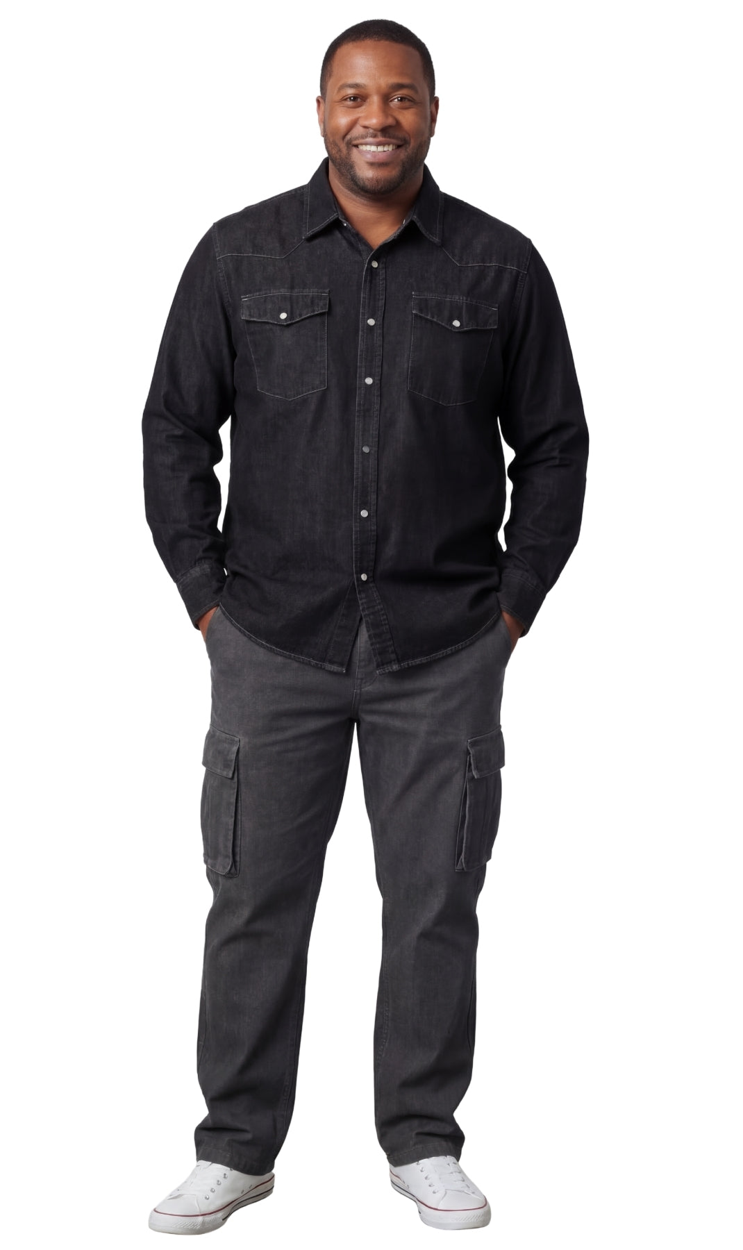 Men's Western Snap Button Shirt — Denim and Twill with Stitched Yoke - Fabs things
