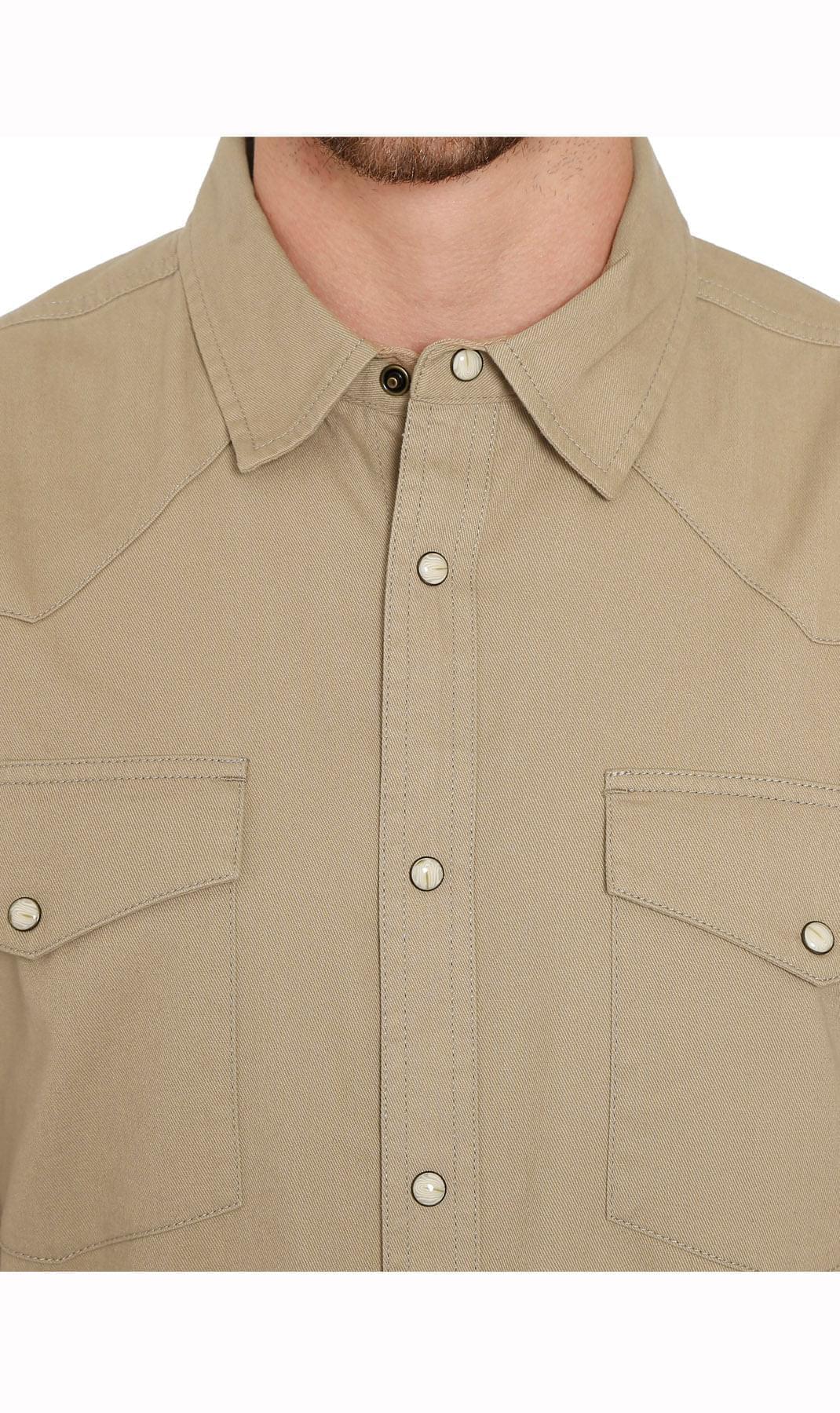 Men's Western Snap Button Shirt — Denim and Twill with Stitched Yoke - Fabs things