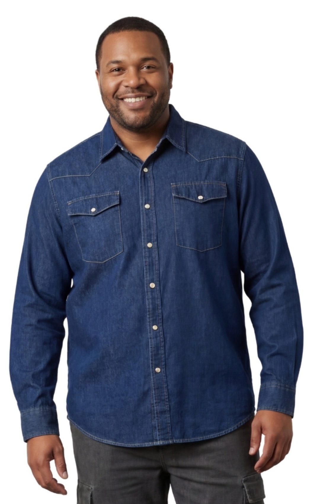 Men's Western Snap Button Shirt — Denim and Twill with Stitched Yoke - Fabs things