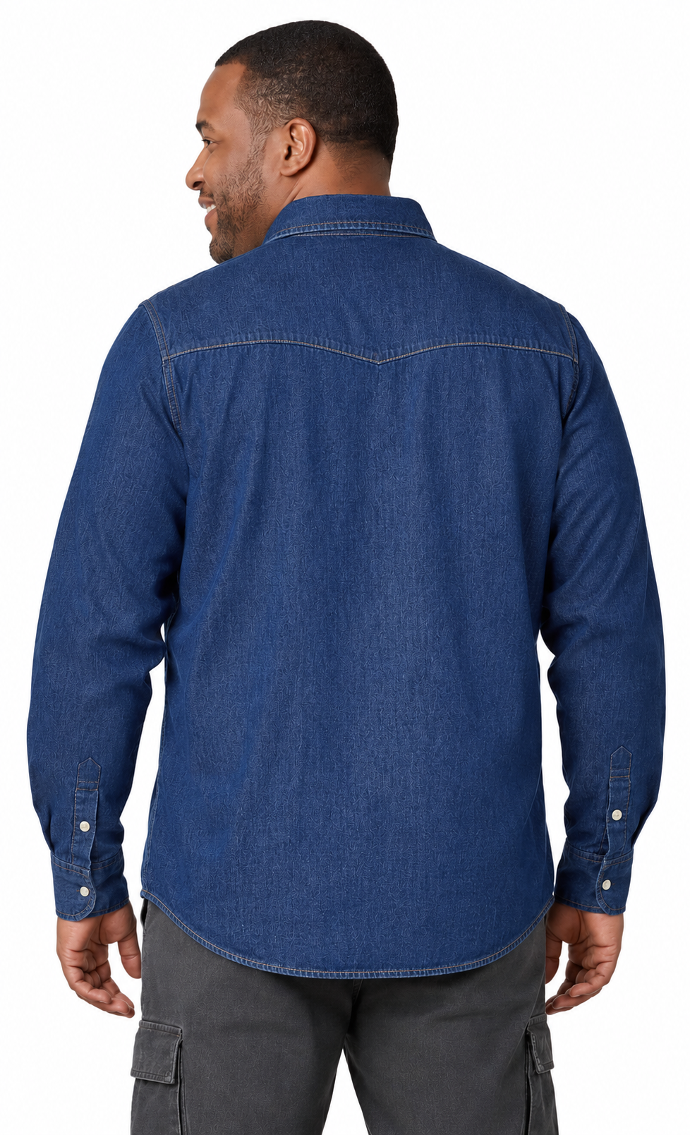 Men's Western Snap Button Shirt — Denim and Twill with Stitched Yoke - Fabs things