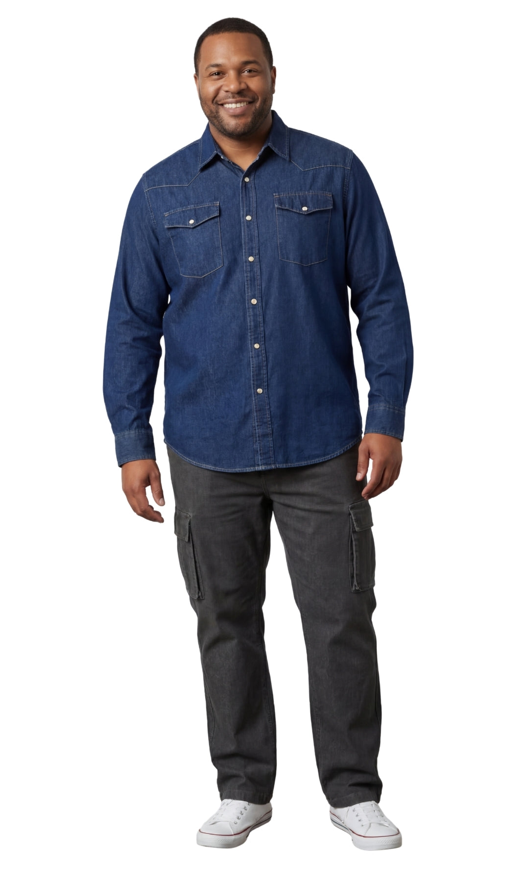 Men's Western Snap Button Shirt — Denim and Twill with Stitched Yoke - Fabs things