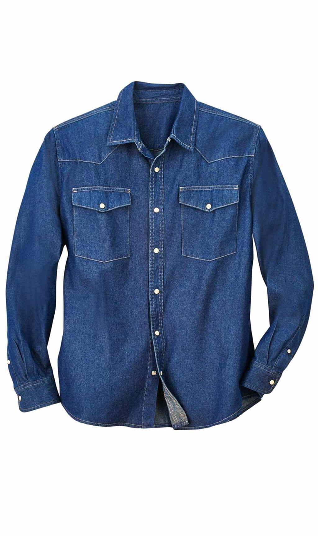 Men's Western Snap Button Shirt — Denim and Twill with Stitched Yoke - Fabs things