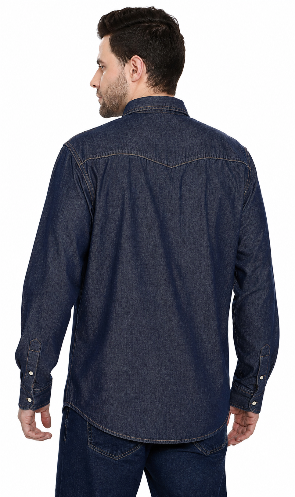 Men's Western Snap Button Shirt — Denim and Twill with Stitched Yoke - Fabs things