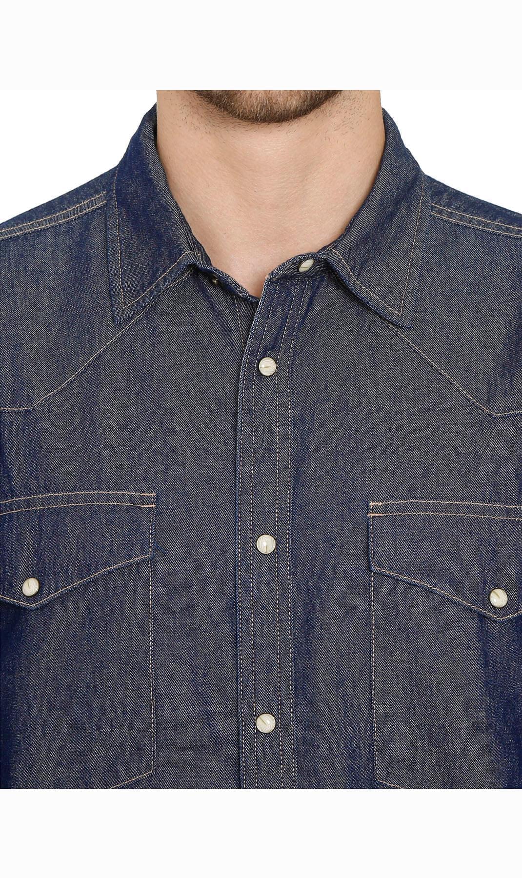 Men's Western Snap Button Shirt — Denim and Twill with Stitched Yoke - Fabs things