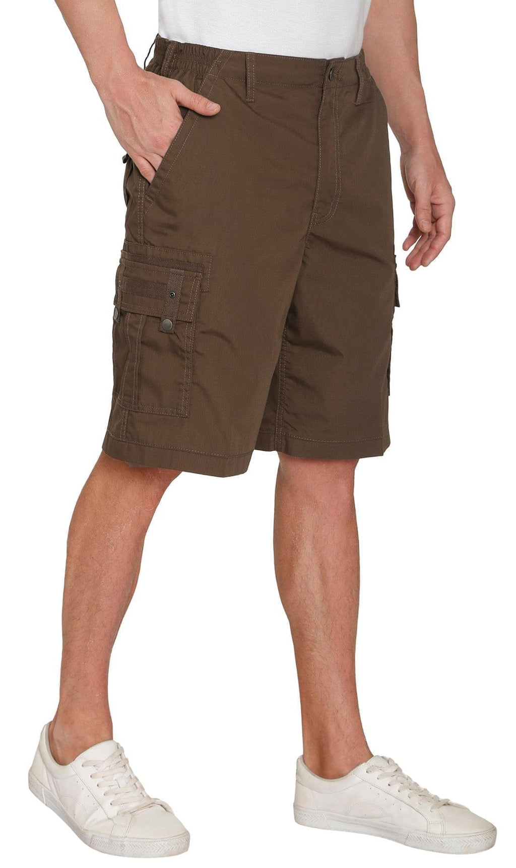 Men's Elastic Waist Cargo Shorts with Multi-Pocket Design - Fabs things