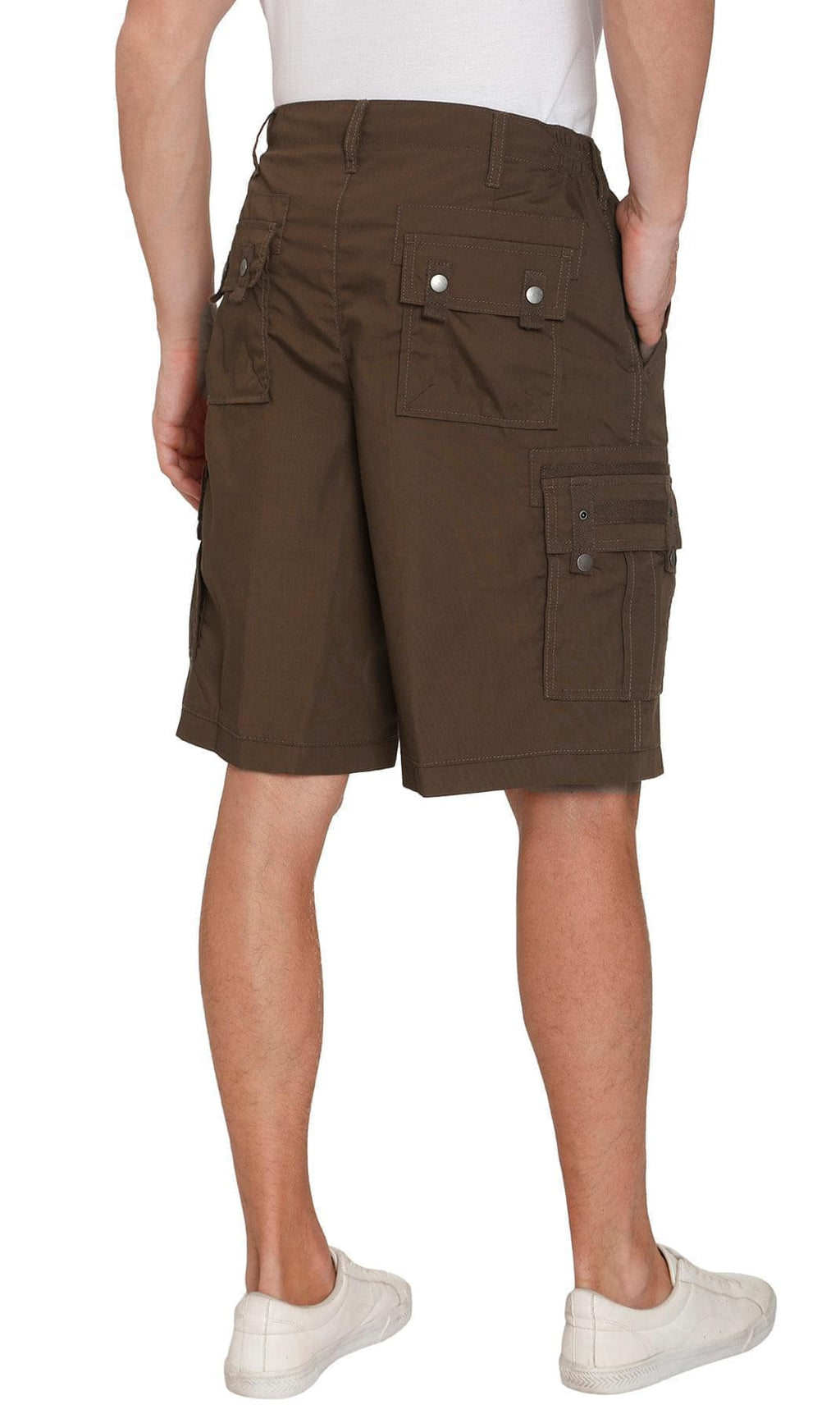 Men's Elastic Waist Cargo Shorts with Multi-Pocket Design - Fabs things