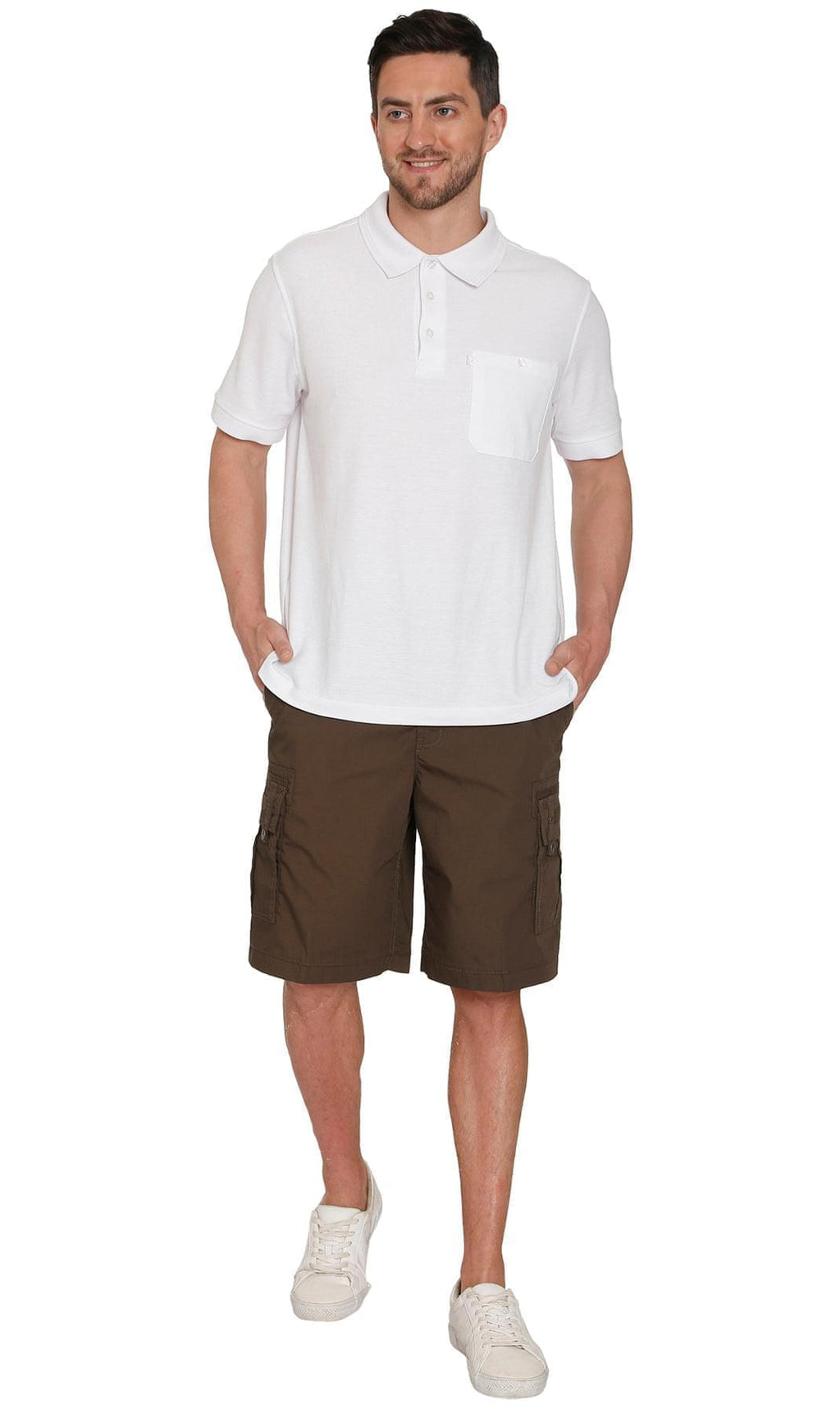 Men's Elastic Waist Cargo Shorts with Multi-Pocket Design - Fabs things