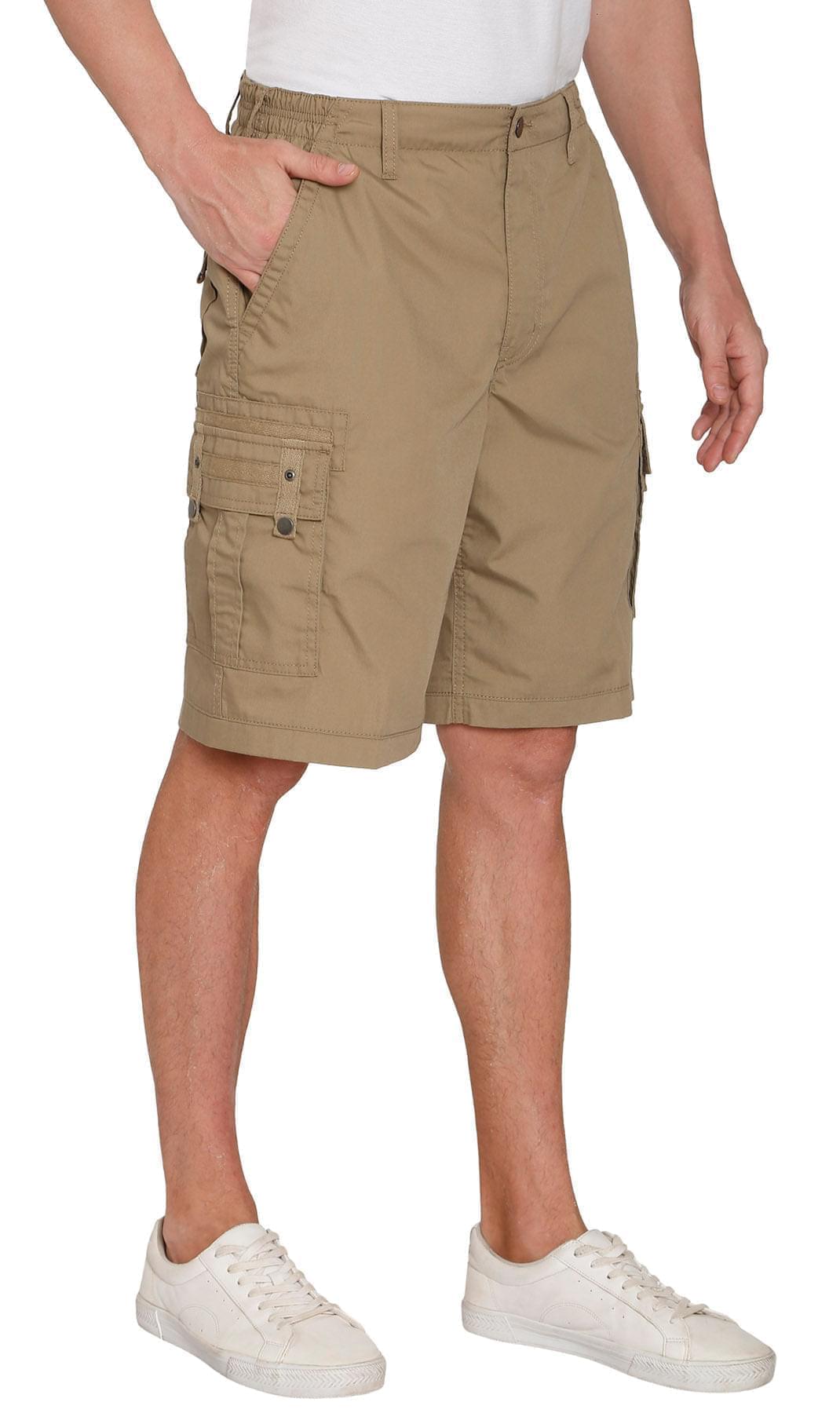 Men's Elastic Waist Cargo Shorts with Multi-Pocket Design - Fabs things